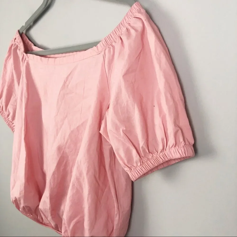 MADEWELL | Off the Shoulder Bubble Top Pink Small